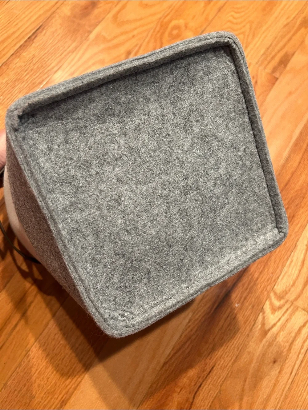 Thirty-one Gray Felt Storage Basket with Cream Trim